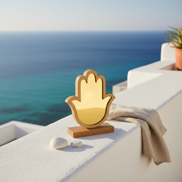 Επιτραπέζιο Διακοσμητικό Hamsa – Χρυσό & Ασημί Mirror