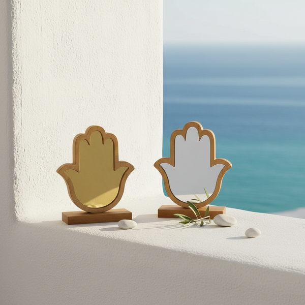 Επιτραπέζιο Διακοσμητικό Hamsa – Χρυσό & Ασημί Mirror