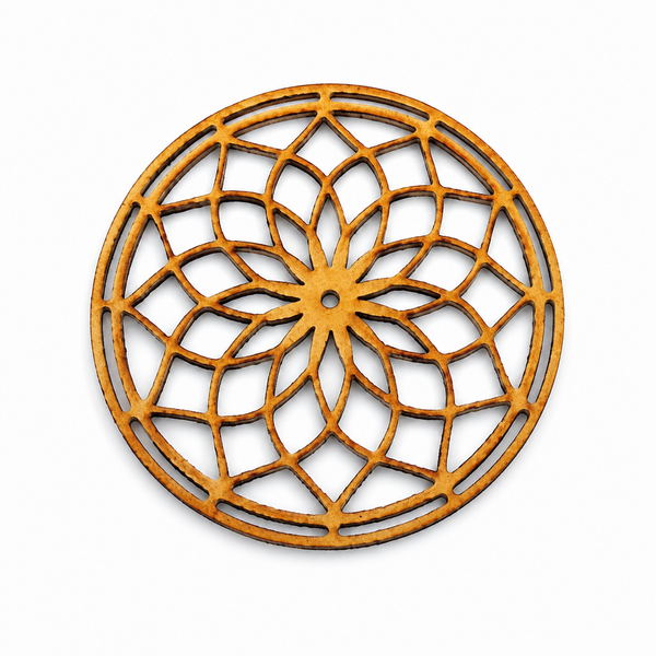 Ξύλινο στοιχείο ονειροπαγίδα Lotus Dreamcatcher από MDF για DIY κατασκευές, μπομπονιέρες, macramé, λαμπάδες και διακοσμητικές δημιουργίες.