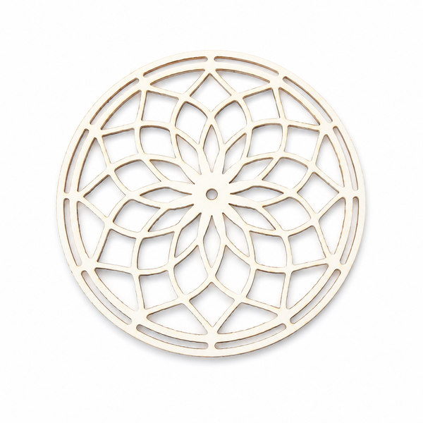 Ξύλινο στοιχείο ονειροπαγίδα Lotus Dreamcatcher από MDF για DIY κατασκευές, μπομπονιέρες, macramé, λαμπάδες και διακοσμητικές δημιουργίες.