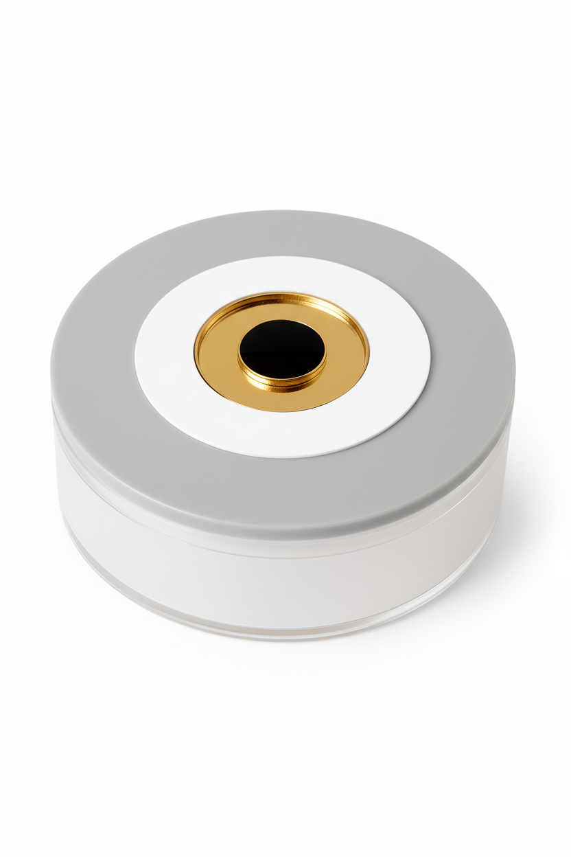 στρογγυλό κουτί πλεξιγκλάς με layered μάτι και διάφανο σώμα σε minimal σχεδιασμό