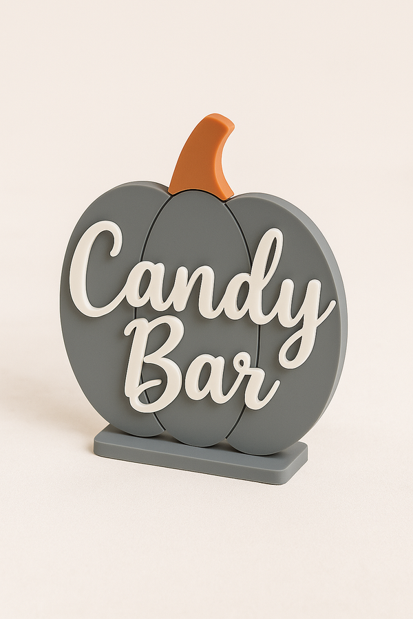 Plexiglass κολοκύθα με φράση Candy Bar, 20 εκ., ιδανική για candy table ή φθινοπωρινή διακόσμηση | So Cute Cut