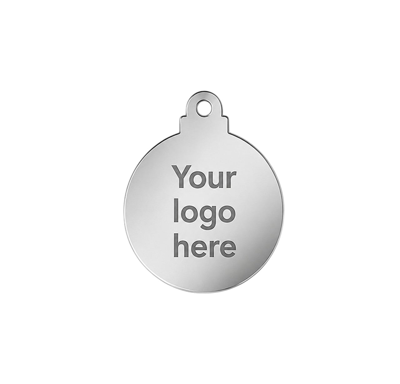 EcoMark Ball custom charm tag με χάραξη λογοτύπου από ασημί plexiglass καθρέφτη για εταιρικά δώρα και συσκευασίες