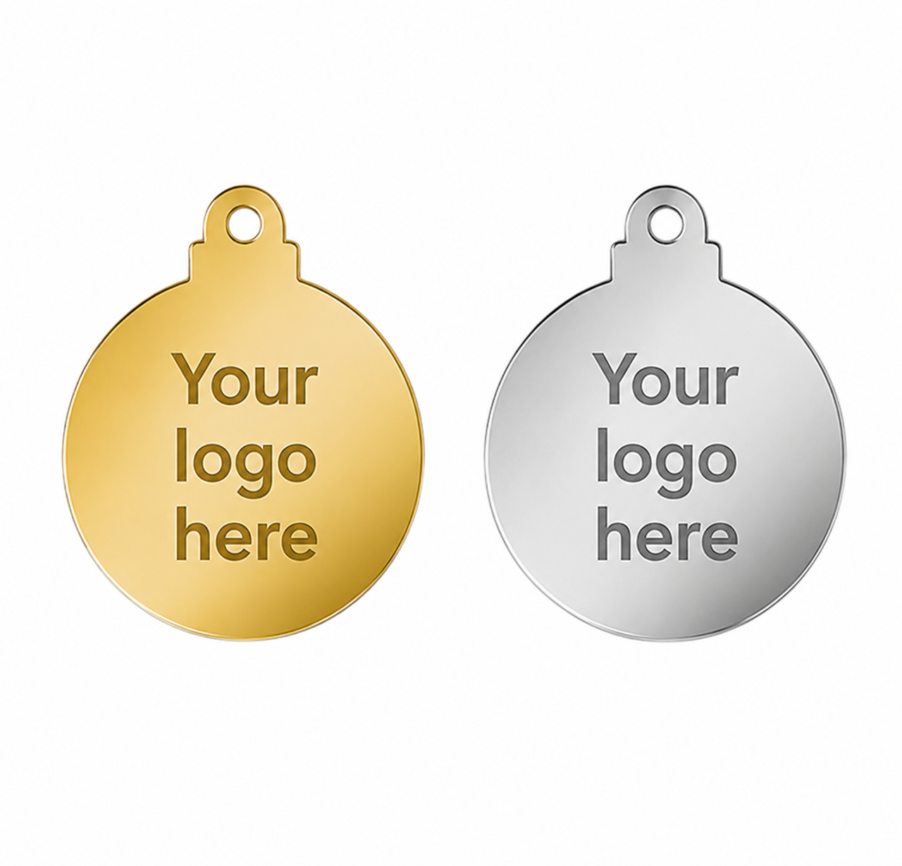 EcoMark Ball custom charm tag με χάραξη λογοτύπου από χρυσό και ασημί plexiglass καθρέφτη για εταιρικά δώρα και συσκευασίες