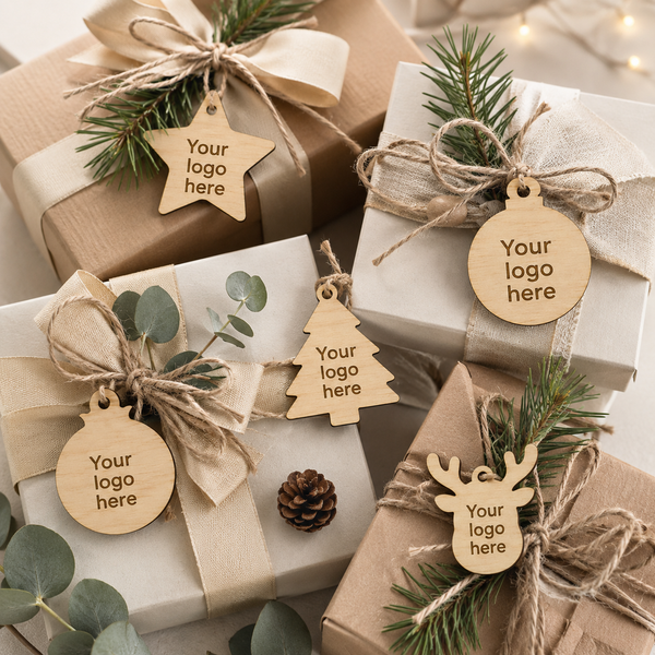 EcoMark Wooden Charm με χάραξη λογοτύπου σε ξύλο για εταιρικά δώρα, συσκευασίες και χριστουγεννιάτικα γούρια