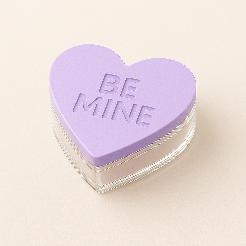 Διάφανο κουτί καρδιά με παστέλ ματ πλεξιγκλάς επικάλυψη και candy-style χάραξη.