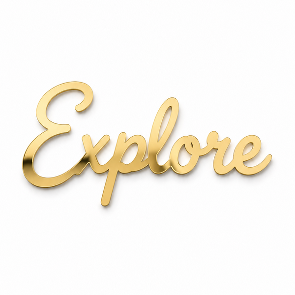 Laser cut διακοσμητική λέξη Explore από τη So Cute Cut για παιδική διακόσμηση, DIY δημιουργίες και θεματικούς χώρους.