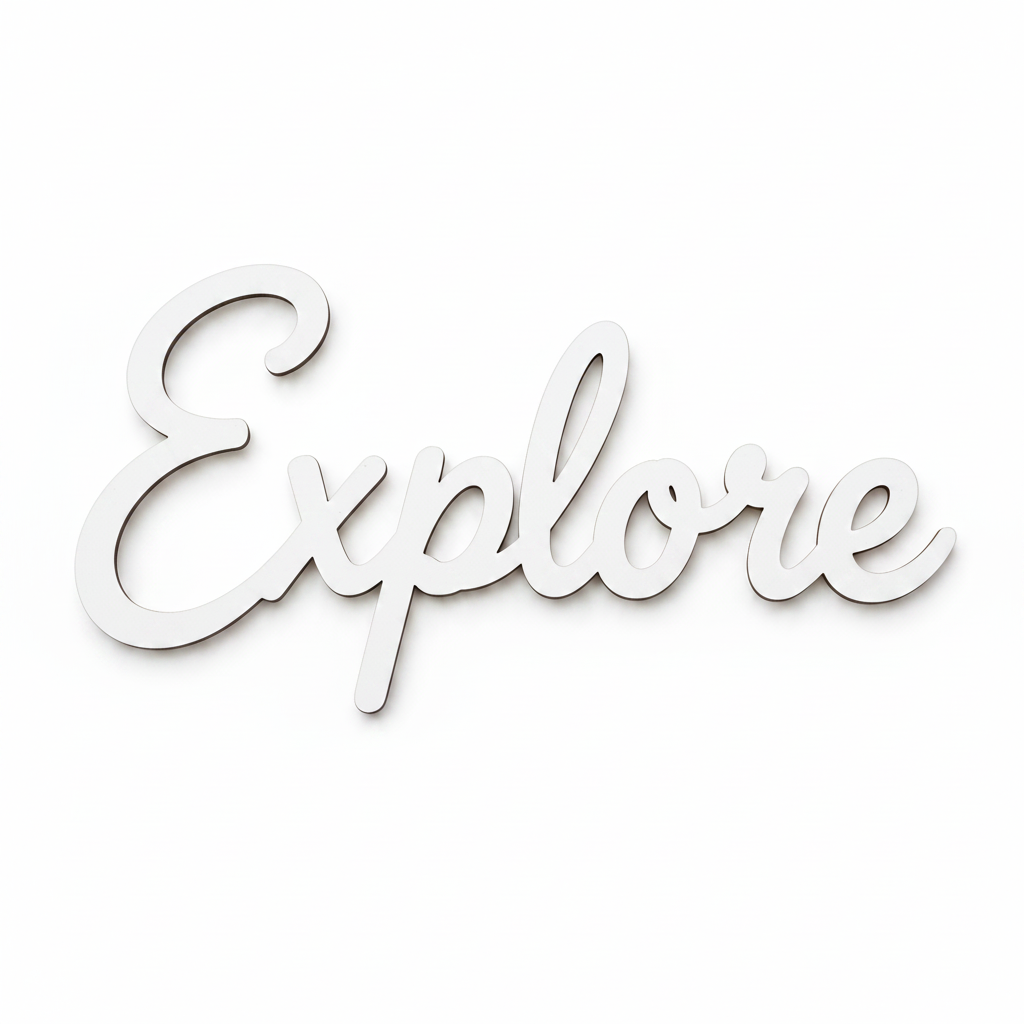 Laser cut διακοσμητική λέξη Explore από τη So Cute Cut για παιδική διακόσμηση, DIY δημιουργίες και θεματικούς χώρους.