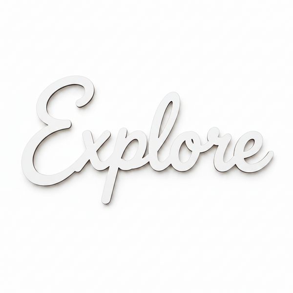 Laser cut διακοσμητική λέξη Explore από τη So Cute Cut για παιδική διακόσμηση, DIY δημιουργίες και θεματικούς χώρους.