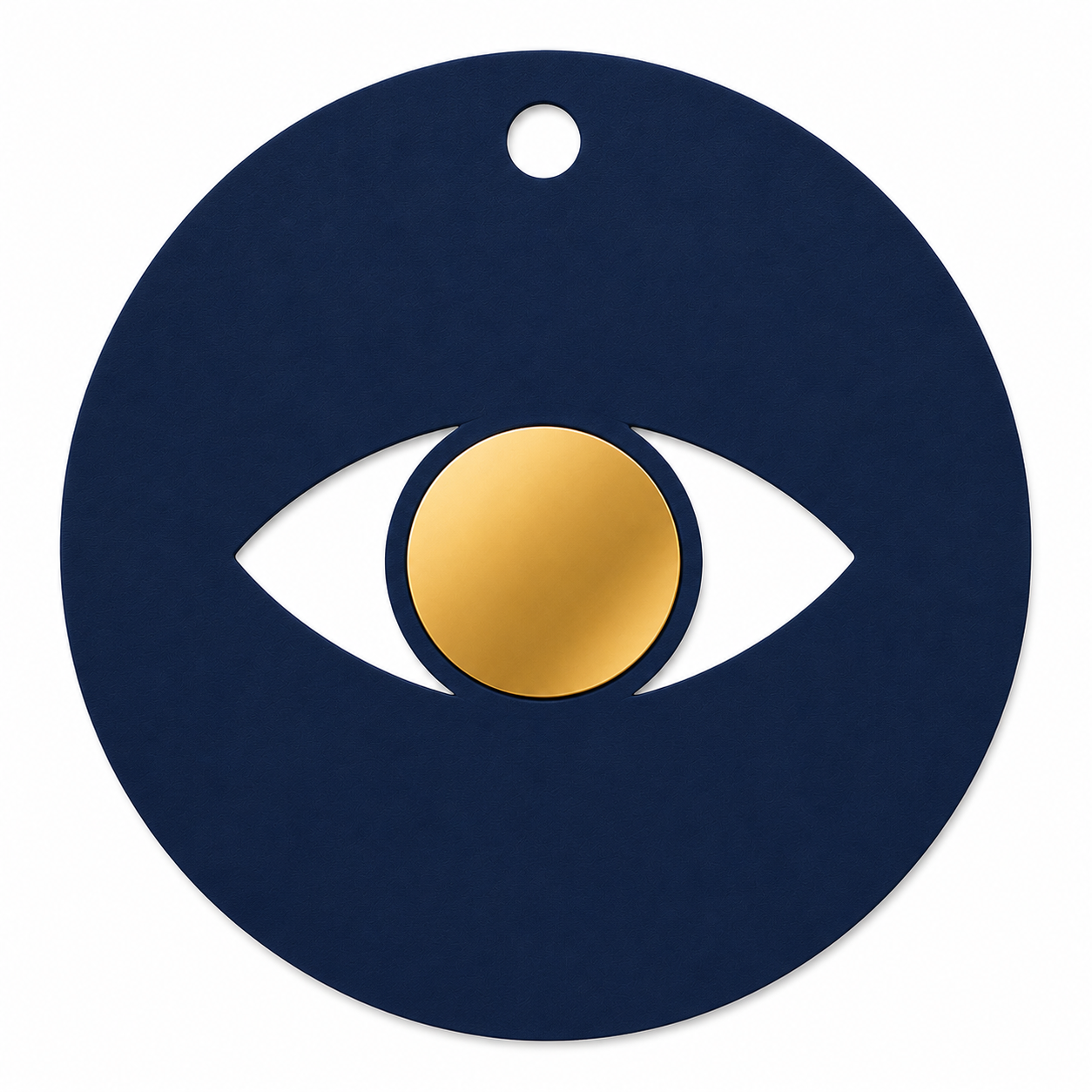 Minimal eye charm from colored plexiglass with gold or silver mirror center from the Eyeform Color Series collection by So Cute Cut.
