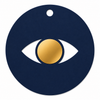 Minimal eye charm from colored plexiglass with gold or silver mirror center from the Eyeform Color Series collection by So Cute Cut.