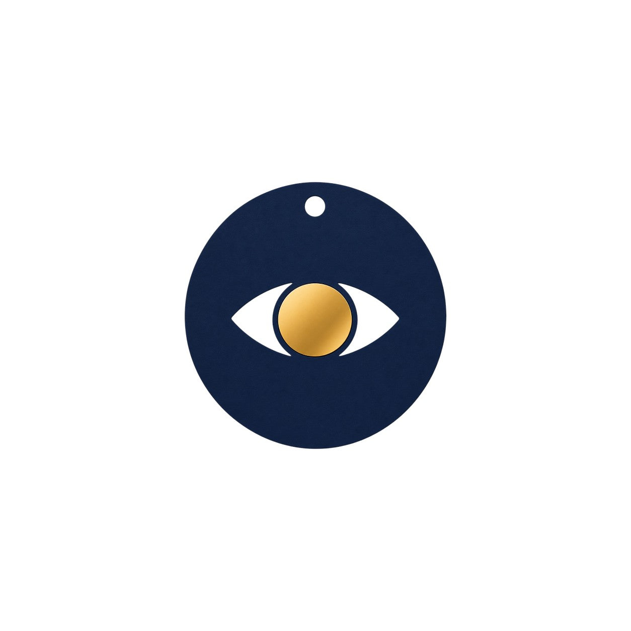 Minimal eye charm from colored plexiglass with gold or silver mirror center from the Eyeform Color Series collection by So Cute Cut.