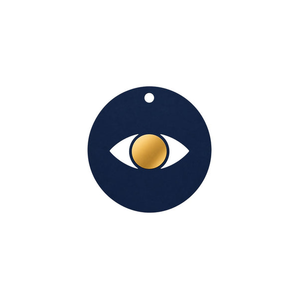 Minimal eye charm from colored plexiglass with gold or silver mirror center from the Eyeform Color Series collection by So Cute Cut.