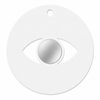 Minimal eye charm from colored plexiglass with gold or silver mirror center from the Eyeform Color Series collection by So Cute Cut.