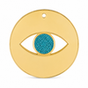Minimal eye charm from mirror plexiglass with glitter center in gold or silver mirror finish from the Eyeform Glitter Series collection by So Cute Cut.