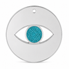 Minimal eye charm from mirror plexiglass with glitter center in gold or silver mirror finish from the Eyeform Glitter Series collection by So Cute Cut.