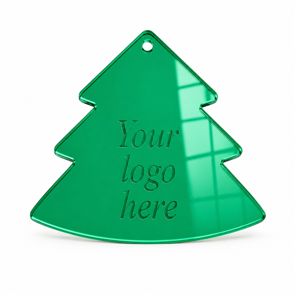 Mirror plexiglass χριστουγεννιάτικο έλατο 9x9cm σε πράσινο καθρέφτη με χάραξη λογοτύπου από το So Cute Cut.