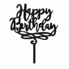 Happy Birthday topper από πλεξιγκλάς σε  μαύρο ακρυλικό για τούρτες γενεθλίων