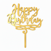 Happy Birthday topper από πλεξιγκλάς σε χρυσό καθρέφτη για τούρτες γενεθλίων