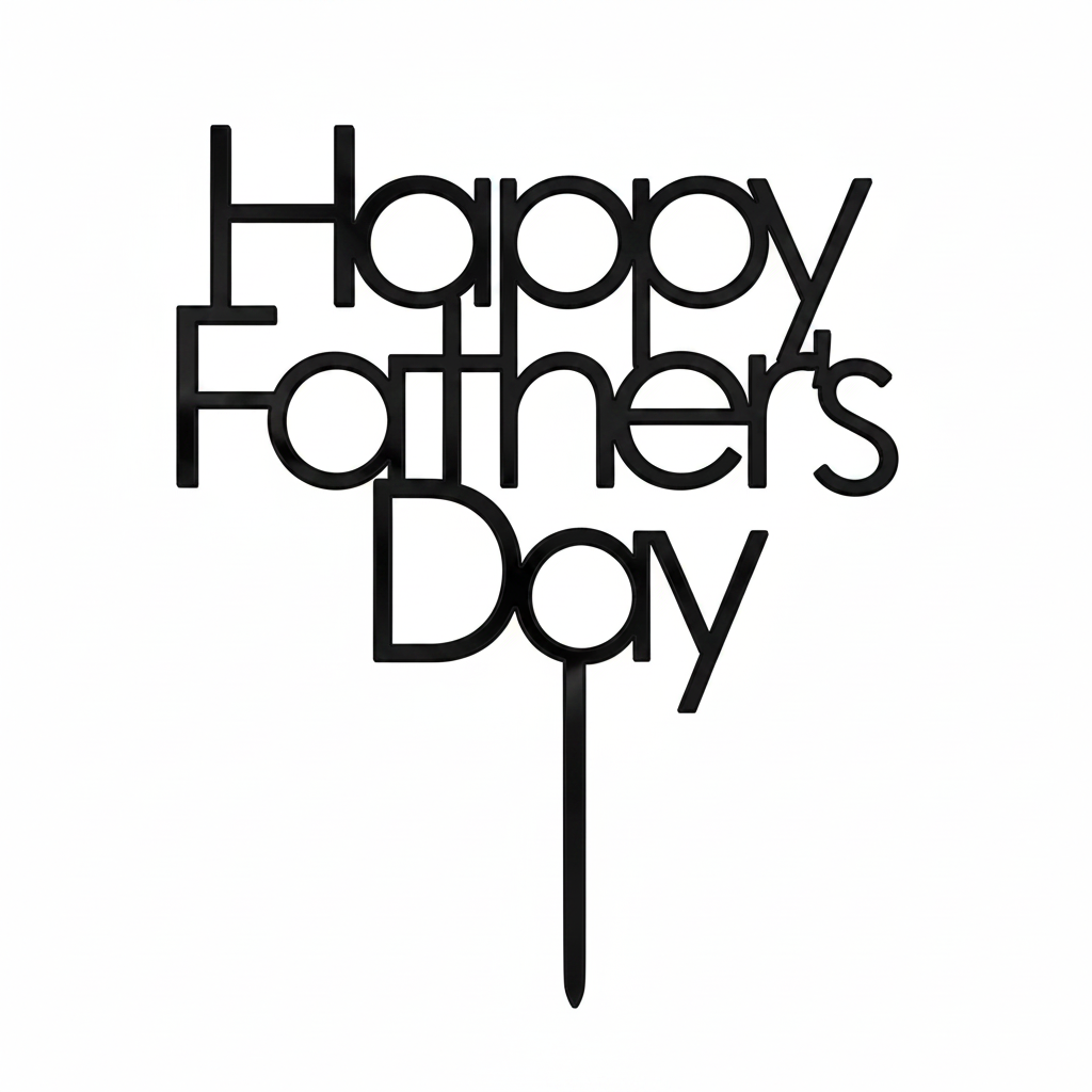 Happy Father's Day topper από πλεξιγκλάς με μοντέρνα γεωμετρική γραμματοσειρά για τούρτες Γιορτής του Πατέρα