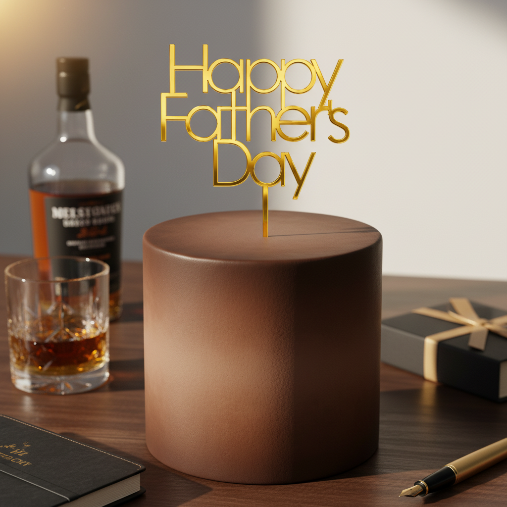 Happy Father's Day topper από πλεξιγκλάς με μοντέρνα γεωμετρική γραμματοσειρά για τούρτες Γιορτής του Πατέρα