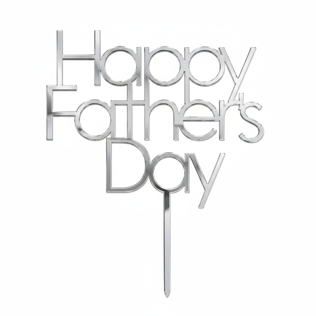 Happy Father's Day topper από πλεξιγκλάς με μοντέρνα γεωμετρική γραμματοσειρά για τούρτες Γιορτής του Πατέρα