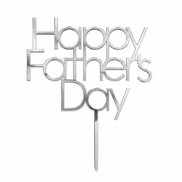Happy Father's Day topper από πλεξιγκλάς με μοντέρνα γεωμετρική γραμματοσειρά για τούρτες Γιορτής του Πατέρα