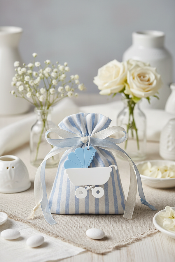 Ιδέα στολισμού μπομπονιέρας βάπιτσης με καροτσάκι μωρού από plexiglass σε  ροζ χρώμα  So Cute Cut