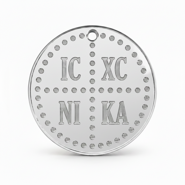 Ασημί  κρεμαστό κωνσταντινάτο IC XC NI KA 25 mm από plexiglass καθρέφτη – So Cute Cut