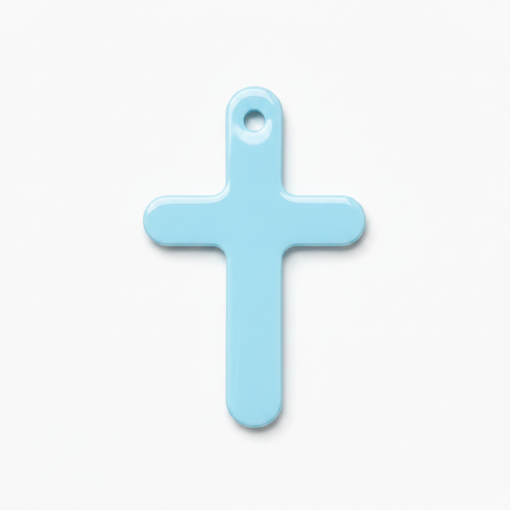 Κρεμαστός σταυρός από baby blue plexiglass για μαρτυρικά βάπτισης – So Cute Cut