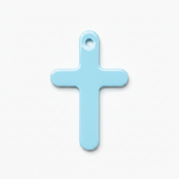 Κρεμαστός σταυρός από baby blue plexiglass για μαρτυρικά βάπτισης – So Cute Cut