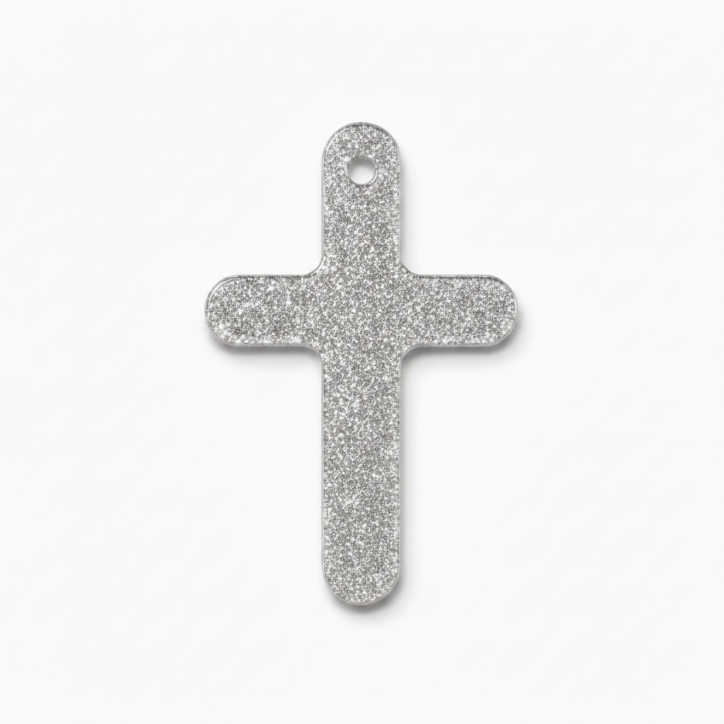 Κρεμαστός σταυρός από ασημι glitter plexiglass για μαρτυρικά βάπτισης – So Cute Cut