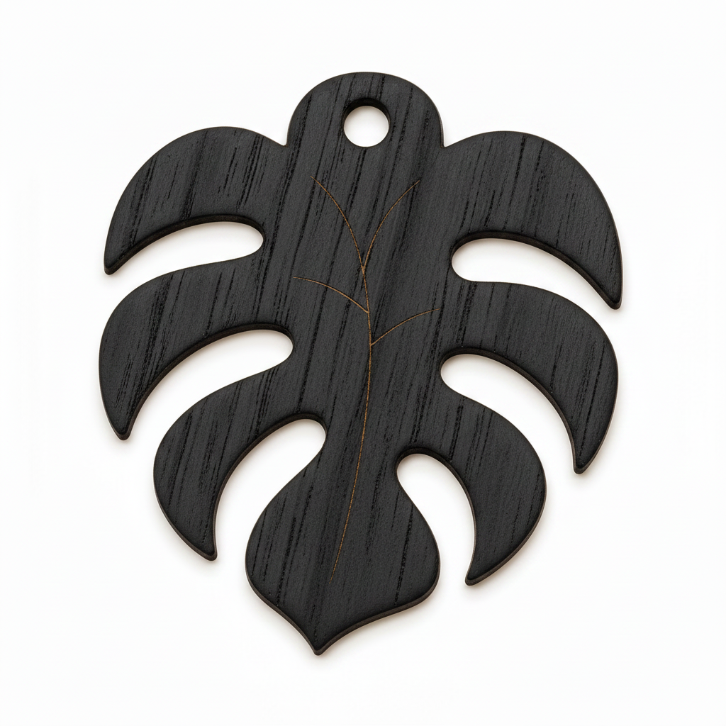 Laser cut φύλλο μονστέρα με τρύπα από MDF  μαύρο για μπομπονιέρες και DIY | So Cute Cut