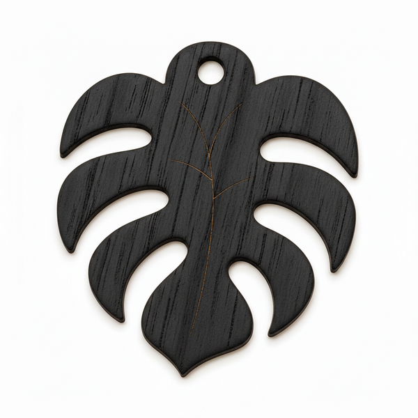 Laser cut φύλλο μονστέρα με τρύπα από MDF  μαύρο για μπομπονιέρες και DIY | So Cute Cut