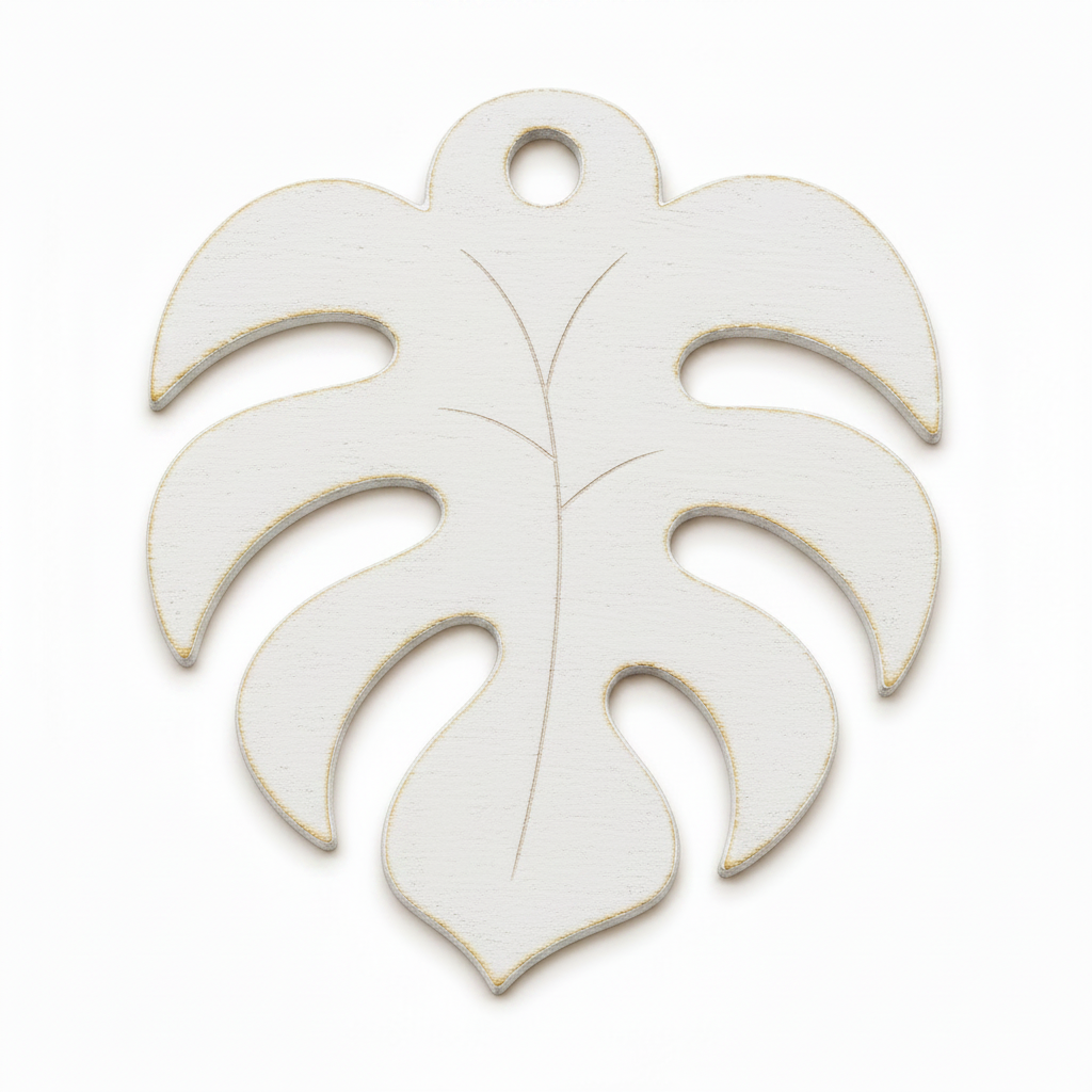 Laser cut φύλλο μονστέρα με τρύπα από MDF λευκό για μπομπονιέρες και DIY | So Cute Cut