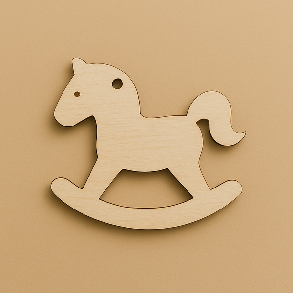 Ξύλινο κουνιστό αλογάκι κομμένο με λέιζερ, flat παιδική φιγούρα