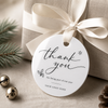 Λευκό plexiglass thank you Christmas tag με μαύρη χάραξη και χώρο για λογότυπο για εταιρικά δώρα από το So Cute Cut.