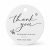 Λευκό plexiglass thank you Christmas tag με μαύρη χάραξη και χώρο για λογότυπο για εταιρικά δώρα από το So Cute Cut.
