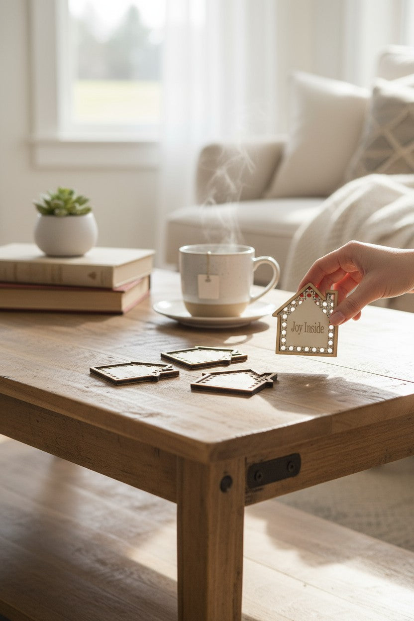 Ξύλινο στοιχείο σπιτάκι ρατάν 10 εκ. – σετ 3 τεμαχίων για γούρια και κατασκευές So Cute Cut