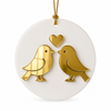Love Birds στοιχείο μπομπονιέρας γάμου από λευκό πλεξιγκλάς με χρυσό καθρέφτη και δυνατότητα χάραξης μονογραμμάτων