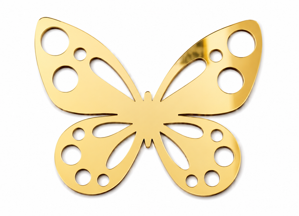 Luna Butterfly ακρυλική πεταλούδα Laser Cut από πλεξιγκλάς με διακοσμητικά cut-outs για μπομπονιέρες βάπτισης, λαμπάδες και DIY δημιουργίες | So Cute Cut