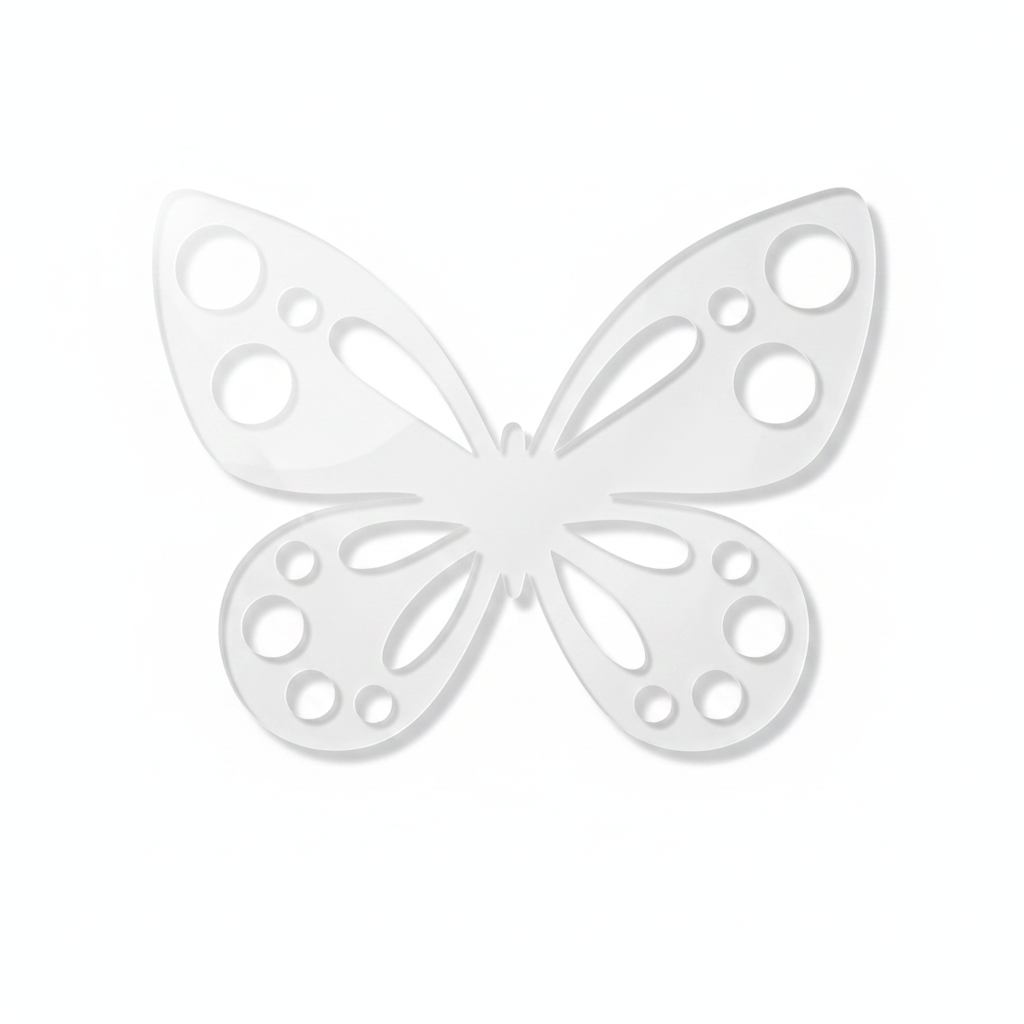 Luna Butterfly ακρυλική πεταλούδα Laser Cut από πλεξιγκλάς με διακοσμητικά cut-outs για μπομπονιέρες βάπτισης, λαμπάδες και DIY δημιουργίες | So Cute Cut