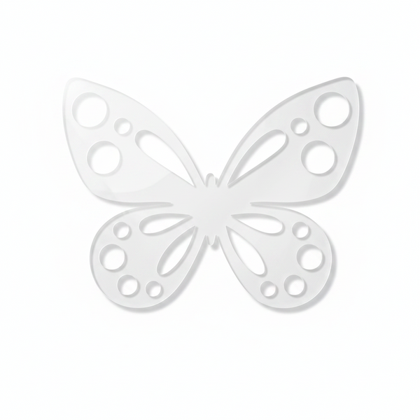 Luna Butterfly ακρυλική πεταλούδα Laser Cut από πλεξιγκλάς με διακοσμητικά cut-outs για μπομπονιέρες βάπτισης, λαμπάδες και DIY δημιουργίες | So Cute Cut
