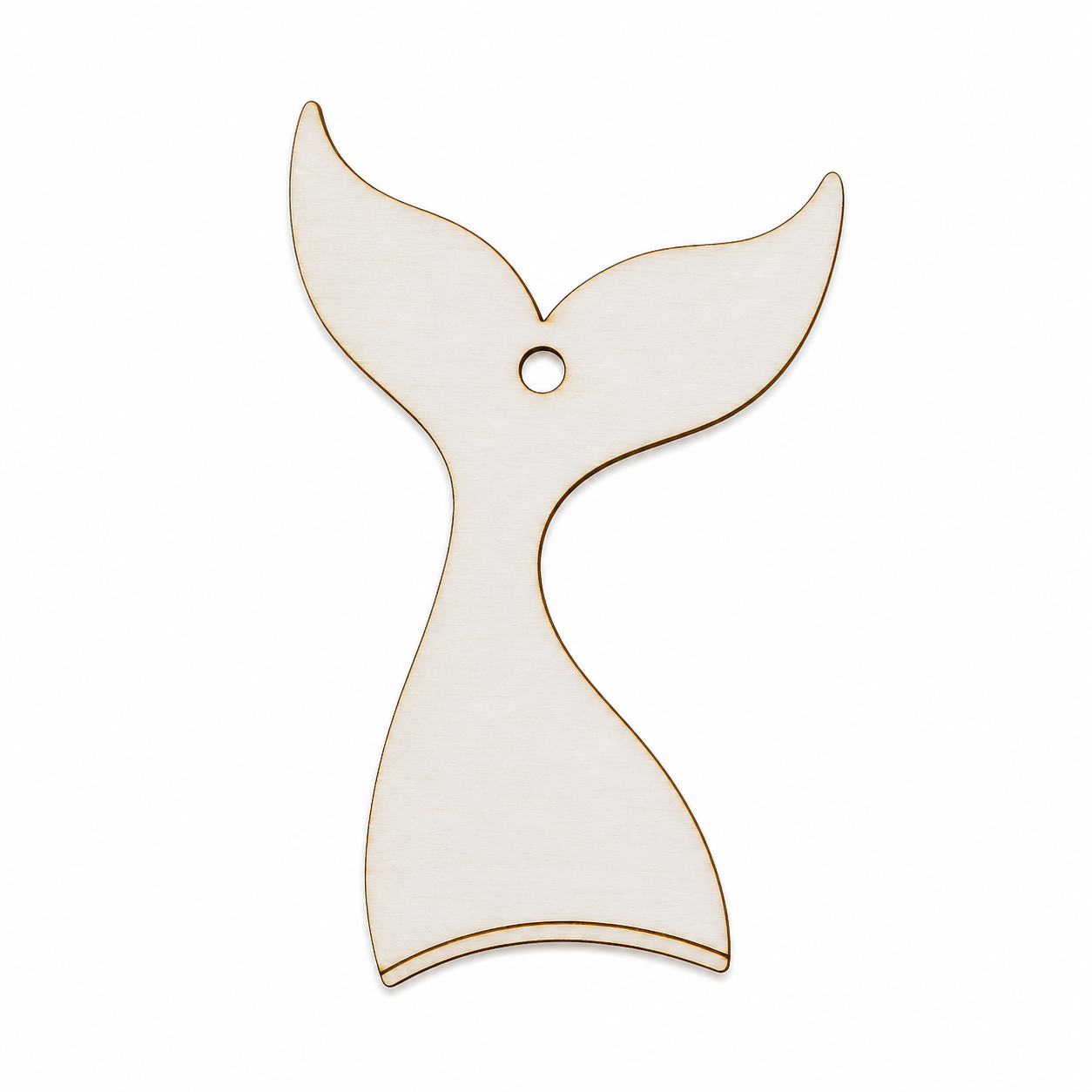 So Cute Cut ουρά γοργόνας με τρύπα από MDF Σημύδα σε λευκό φόντο για DIY δημιουργίες, μπομπονιέρες και μπρελόκ.