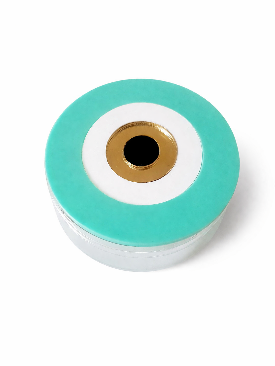 στρογγυλό κουτί πλεξιγκλάς με layered μάτι και διάφανο σώμα σε minimal σχεδιασμό