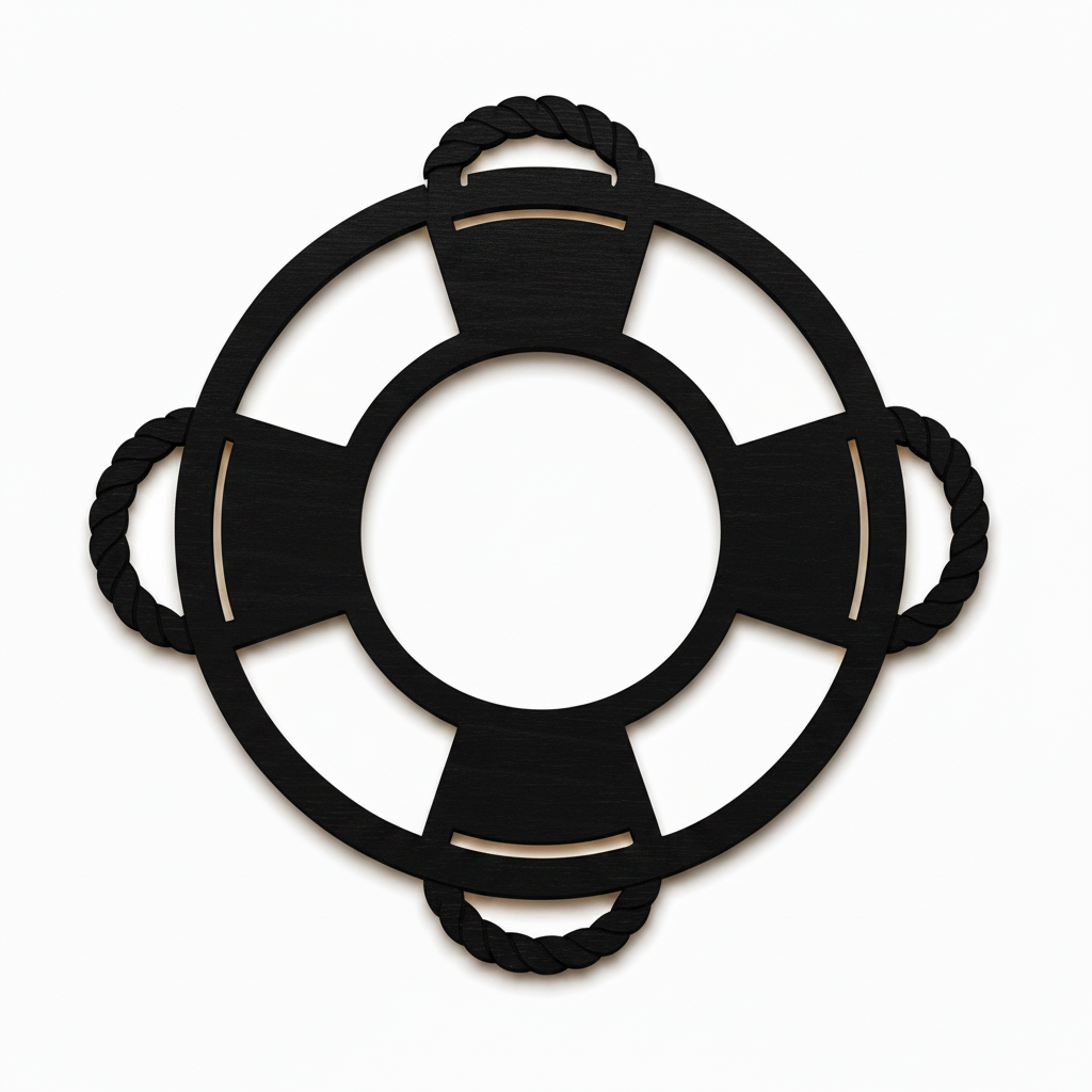 Modern Lifebuoy Frame σωσίβιο DIY από MDF μαύρο για μπομπονιέρες βάπτισης, ναυτικές κατασκευές και summer crafts | So Cute Cut