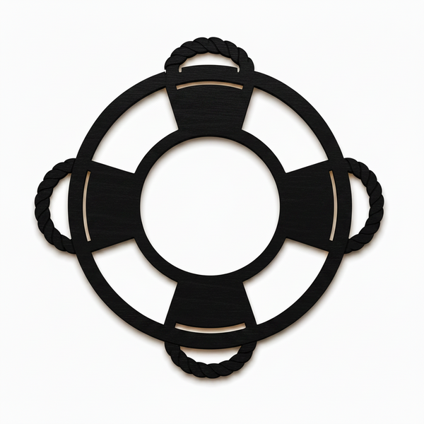 Modern Lifebuoy Frame σωσίβιο DIY από MDF μαύρο για μπομπονιέρες βάπτισης, ναυτικές κατασκευές και summer crafts | So Cute Cut