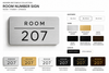 Modern rectangle engraved room number sign for hotels and Airbnb made from two-layer acrylic by So Cute Cut