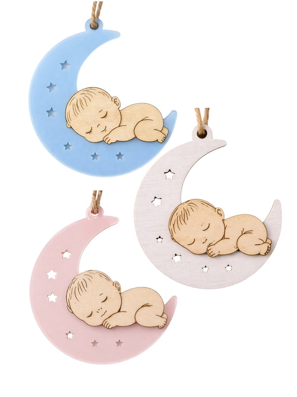 Σετ φεγγαράκια με μωρό σε ξύλο και plexiglass σε ροζ και γαλάζιο χρώμα για μπομπονιέρες βάπτισης, So Cute Cut