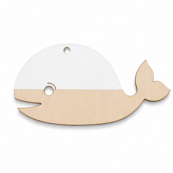 Nalu Whale Layered ξύλινη και ακρυλική φάλαινα από MDF σημύδα και παστέλ πλεξιγκλάς για μπομπονιέρες και DIY δημιουργίες | So Cute Cut